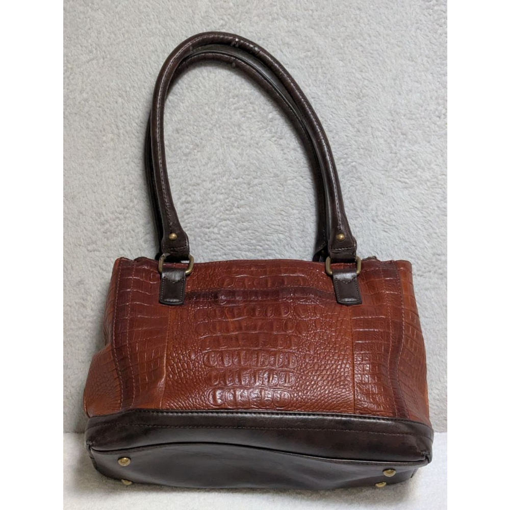 Women's Tignanello Brown Croc Embossed Satchel One Size Handbag Purse - Picture 5 of 16